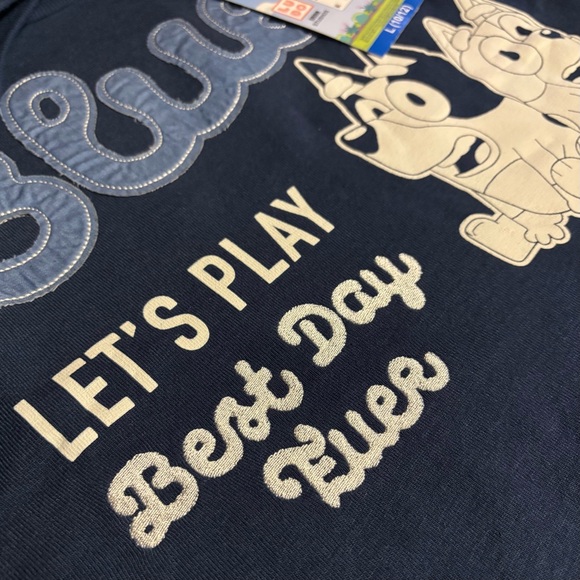 BLUEY Kids Character Soft Crewneck Sweatshirt Blue with Embroidery & Appliqué - Picture 5 of 10